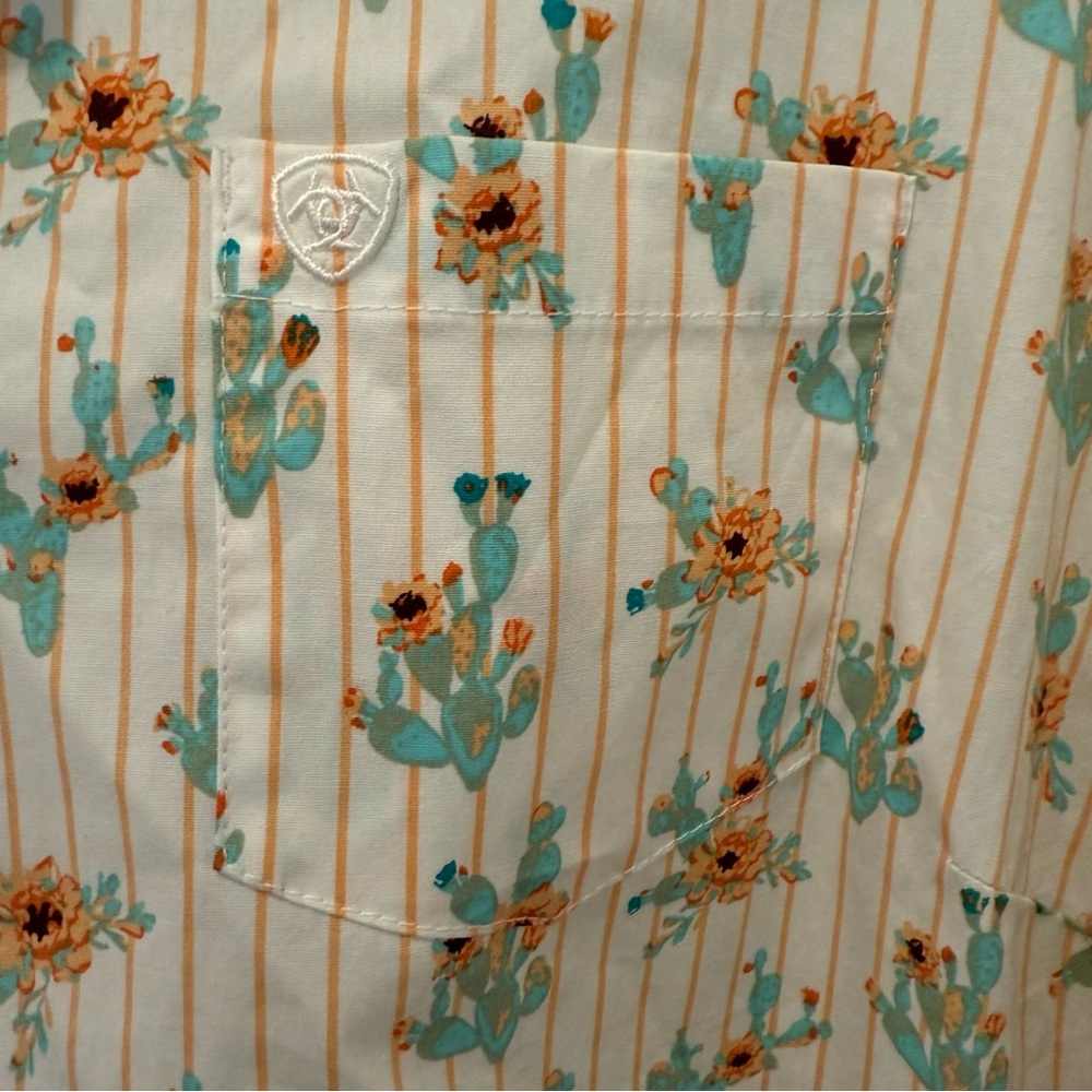 NWT. Ariat REAL Cactus Blossom Kirby Stretch Button Down Shirt L/S Fitted Sz XXL - Picture 7 of 13
